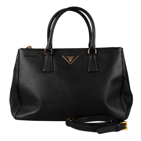 PRADA Saffiano Medium Galleria Double Zip Tote Black